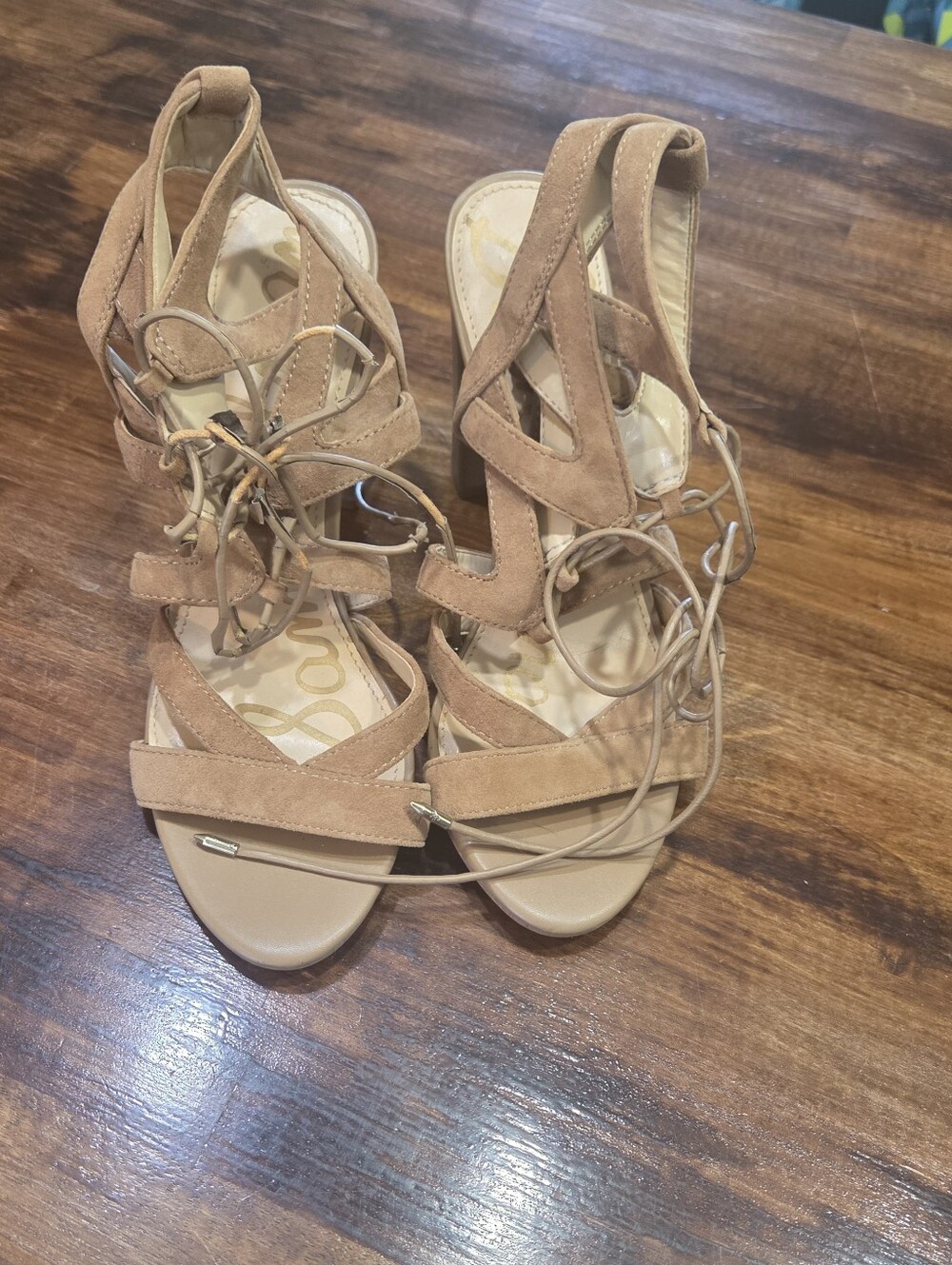 Sam Edelman Tan Suede Lace-Up Gladiator Heels 9